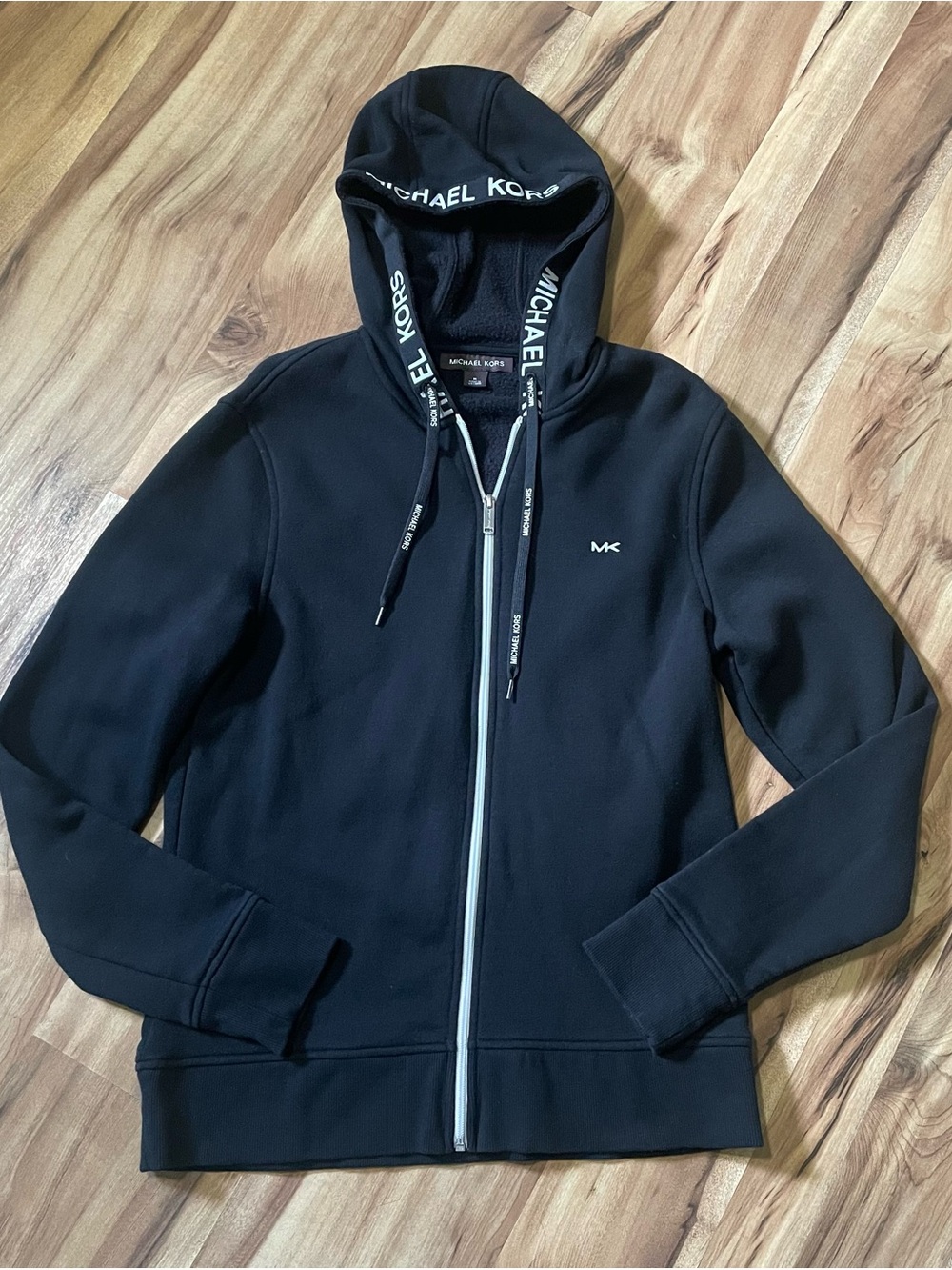 MK Michael Kors Women's Black Full Zip Logo Trim Hoodie Size M - Picture 1 of 8